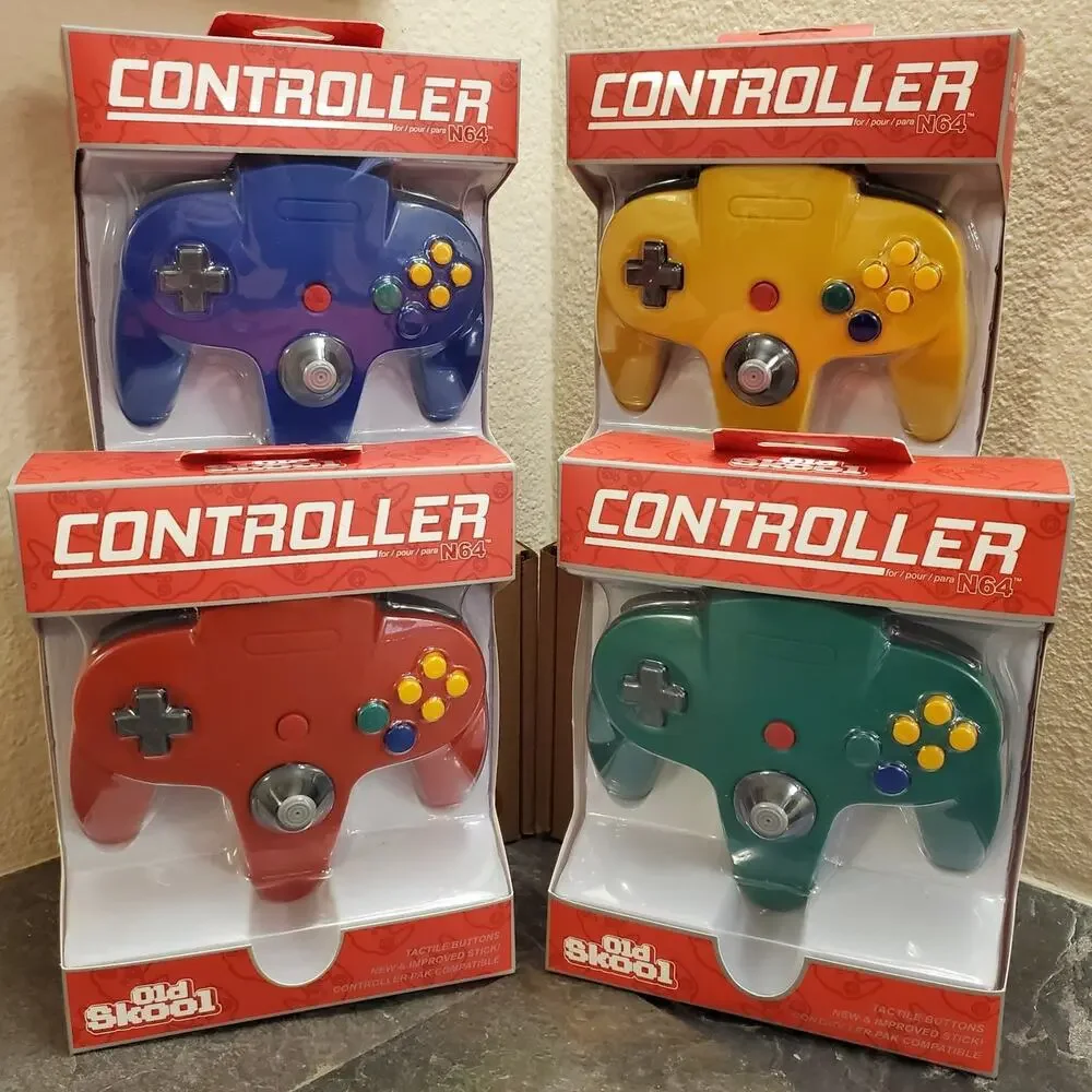 4 N64 Controllers - 4 Colors Bundle (NEW) - Red Green Blue Yellow - Nintendo